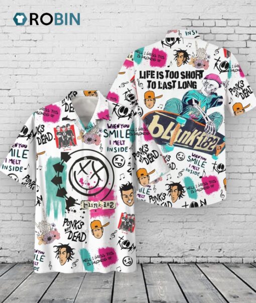 Blink 182 Hawaiian Shirt –  Life Is Too Short Print
