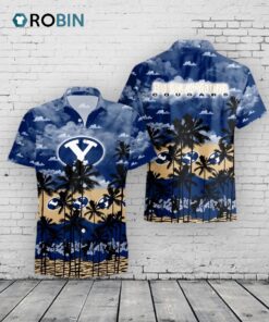 BYU Cougars Hawaiian Shirt –  Palms Tree Print