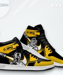 C 3PO Jordan 1 High – Star Wars Sneakers – Fan Gift C 3PO Jordan 1 High – Star Wars Sneakers – Fan Gift