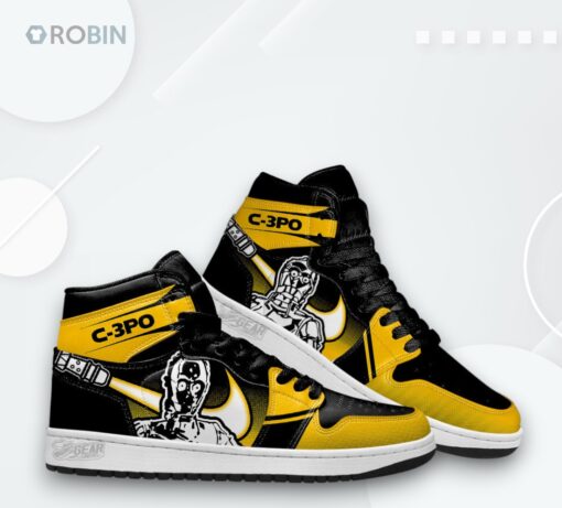 C 3PO Jordan 1 High – Star Wars Sneakers – Fan Gift