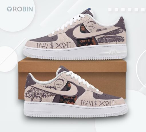 Cactus Jack x Travis Scott Air Force 1 Sneakers – Unique Album Art Design Shoes