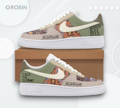 Cage The Elephant Back Against The Wall Air Force 1 Sneakers   Unique Printed Design