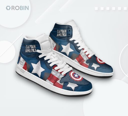Captain America Jordan 1 High – Avenger Print Sneakers