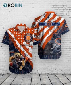 Chicago Bears American Flag Hawaiian Shirt