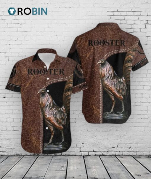 Chicken Camo Hawaiian Shirt –  Rooster Brown & Black Design