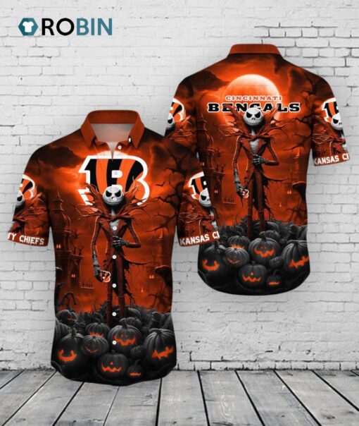 Cincinnati Bengals Halloween Jack Print Hawaiian Shirt