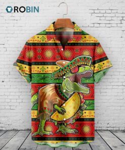 Cinco De Mayo Dinosaur Hawaiian Shirt –  Funny Retro Mexican Aloha
