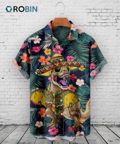 Cinco De Mayo Dinosaur Hawaiian Shirt –  Tropical Mexican Aloha Shirt Cinco De Mayo Dinosaur Hawaiian Shirt –  Tropical Mexican Aloha Shirt