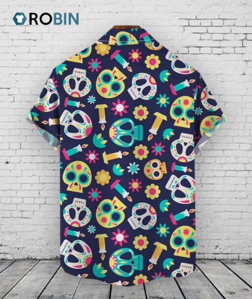 Cinco de Mayo Hawaiian Shirt Floral Skulls & Candles Print