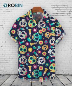 Cinco de Mayo Hawaiian Shirt Floral Skulls & Candles Print