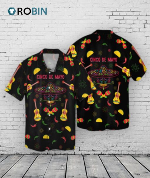 Cinco De Mayo Skull Guitar Hawaiian Shirt –  Mexican Chili Aloha Shirt