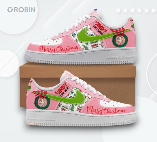 Cindy Lou Who Grinch Merry Christmas Air Force 1 Sneakers   Festive Design