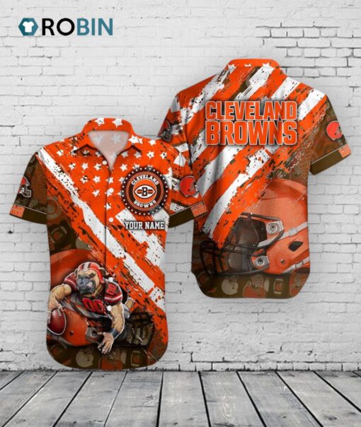 Cleveland Browns American Flag Hawaiian Shirt