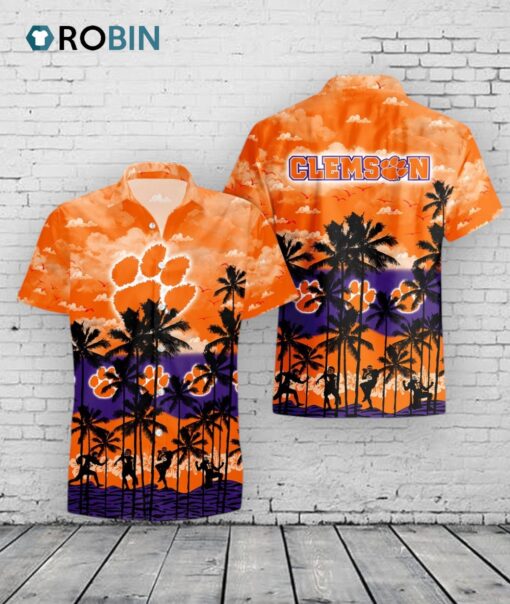Clemson Tigers Hawaiian Shirt –  Palms Tree Print