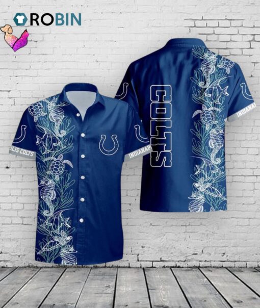 Colts Hawaiian Shirt Turtle Seaweed Print