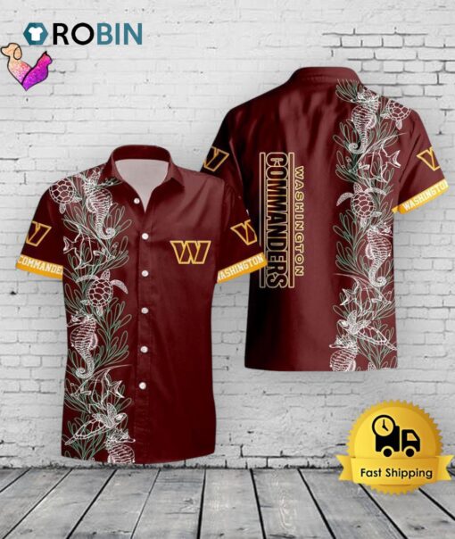 Commanders Turtle Seaweed Hawaiian Shirt