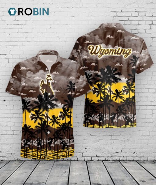 Cowboys Hawaiian Shirt –  Wyoming Palm Tree Print