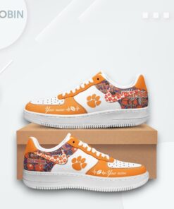 Custom Clemson Tigers Air Force 1 Sneakers   Personalized Printed Design
