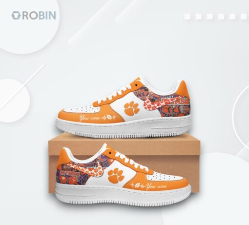Custom Clemson Tigers Air Force 1 Sneakers   Personalized Printed Design