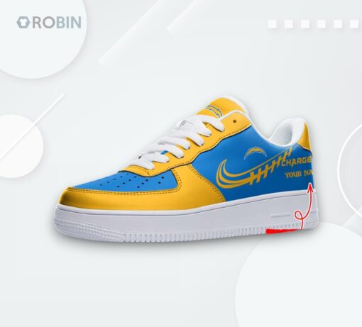 Custom LA Chargers Print Air Force 1 Sneakers   Personalized Shoes for Fans