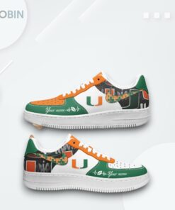 Custom Miami Hurricanes Air Force 1 Shoes   Unique Printed Design