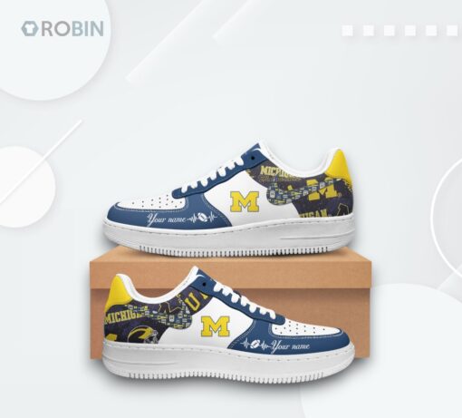 Custom Michigan Wolverines Air Force 1 Shoes   Unique Printed Design