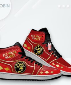 Custom Ninja Red Ranger Jordan 1 High Sneakers Custom Ninja Red Ranger Jordan 1 High Sneakers