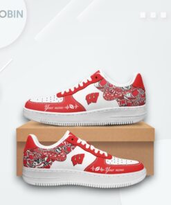 Custom Wisconsin Badgers Air Force 1 Shoes   Personalized Sports Footwear