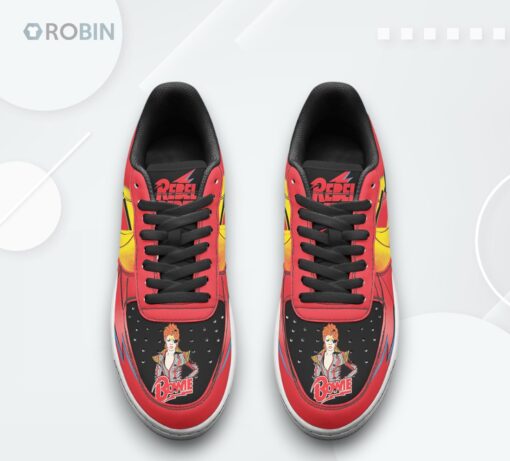 David Bowie Rebel Rebel Air Force 1 Shoes   Iconic Printed Design for Fans