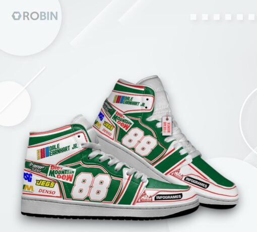 Dale Earnhardt Jr. Jordan 1 High #88 Dew Car Racing Sneakers