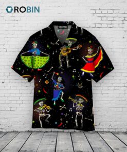 Day of the Dead Hawaiian Shirt –  Dia De Los Muertos Black Aloha Shirt