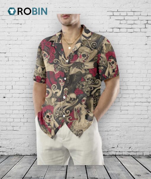 Day of the Dead Hawaiian Shirt –  Mexican Sugar Skull Aloha Shirt
