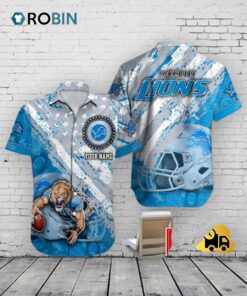 Detroit Lions American Flag Hawaiian Shirt