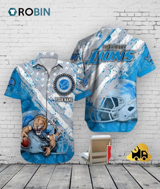 Detroit Lions American Flag Hawaiian Shirt