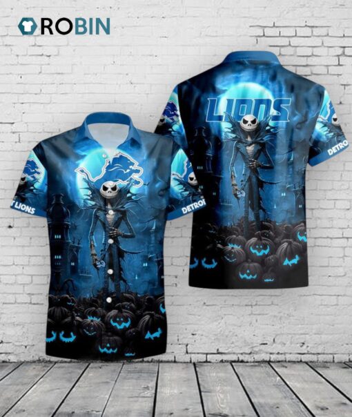 Detroit Lions Halloween Hawaiian Shirt –  Jack O’ Lantern Design