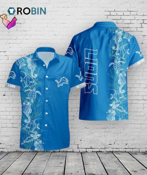 Detroit Lions Hawaiian Shirt –  Turtle Seaweed Print