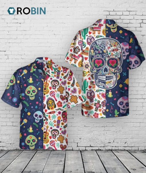 Dia De Los Muertos Hawaiian Shirt –  Mexican Skulls & Flowers