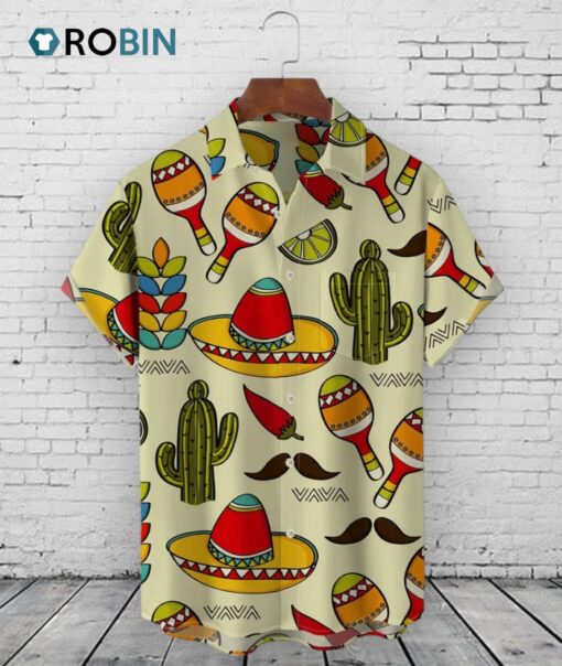 Dino Cinco De Mayo Hawaiian Shirt –  Tropical Mexican Plants