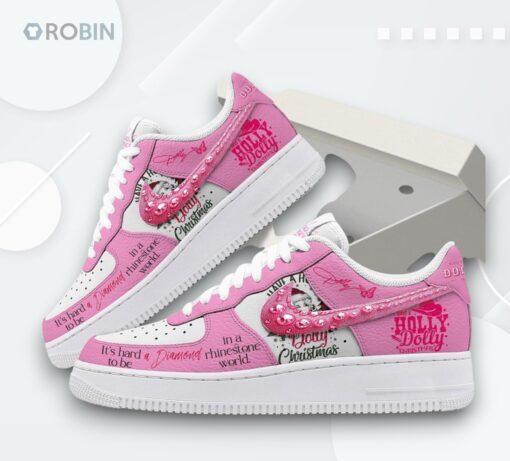 Dolly Parton Diamond Christmas Air Force 1 Shoes   Unique Holiday Design