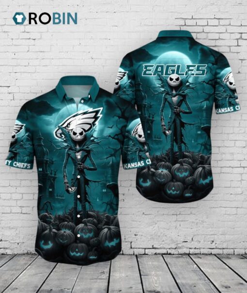 Eagles Halloween Hawaiian Shirt –  Jack O’ Lantern NFL Aloha