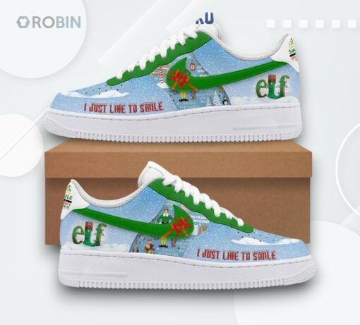 Elf Christmas Air Force 1 Shoes   I Just Like to Smile Design