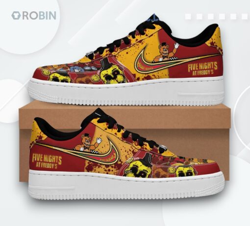 Five Nights at Freddy’s Freddy Fazbear Air Force 1 Shoes   Graphic Design Sneakers