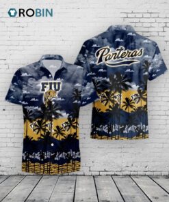 FIU Panthers Hawaiian Shirt –  Palms Tree Print