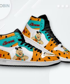 Flintstones Fred Jordan 1 High Top Sneakers – Cartoon Shoe Flintstones Fred Jordan 1 High Top Sneakers – Cartoon Shoe