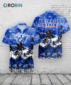 Georgia State Panthers Hawaiian Shirt –  Palms Tree Design