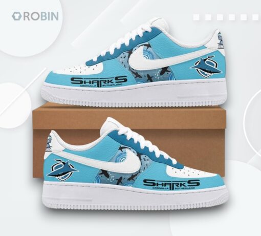 Go Sharks Cronulla Sutherland Sharks Print Air Force 1 Shoes for Fans