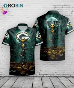 Green Bay Packers Halloween Hawaiian Shirt –  Jack O’ Lantern NFL Green Bay Packers Halloween Hawaiian Shirt –  Jack O’ Lantern NFL