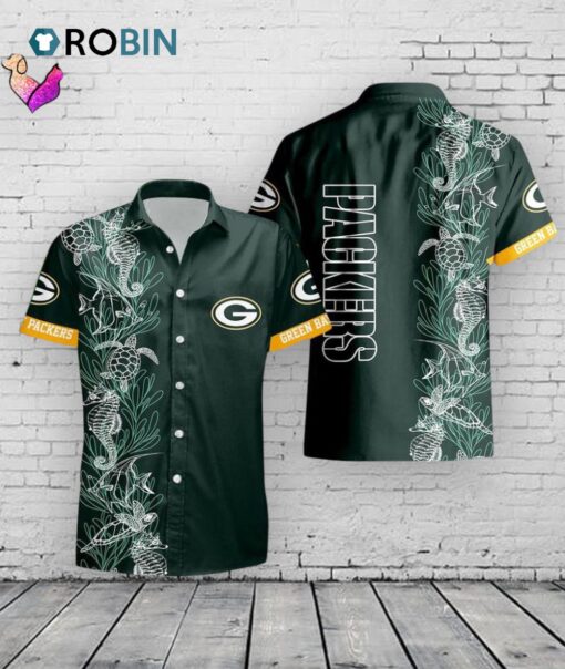 Green Bay Packers Hawaiian Shirt –  Turtle Seaweed Print