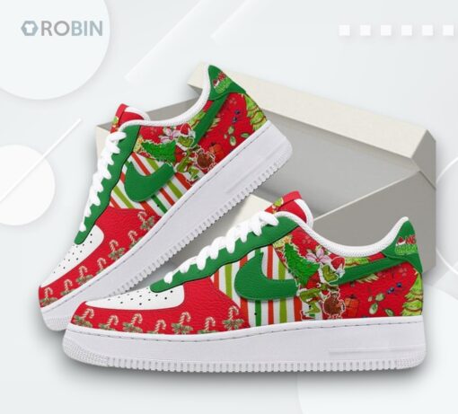 Grinch Christmas Air Force 1 Shoes   Festive Holiday Design