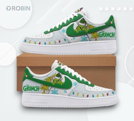Grinch Christmas Air Force 1 Shoes Festive Holiday Design